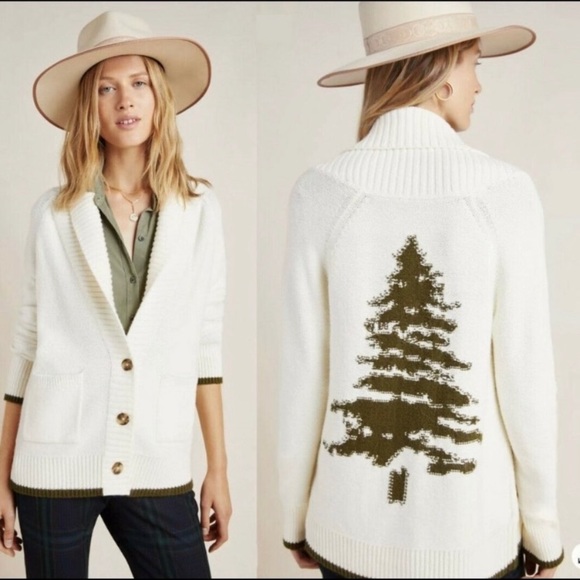 Anthropologie Evergreen Cardigan Ivory 